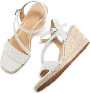 Dressy Wedge Sandals for Women: Ankle Strap Espadrille Open Toe Wedges - Comfortable Casual Womens Platform Shoes