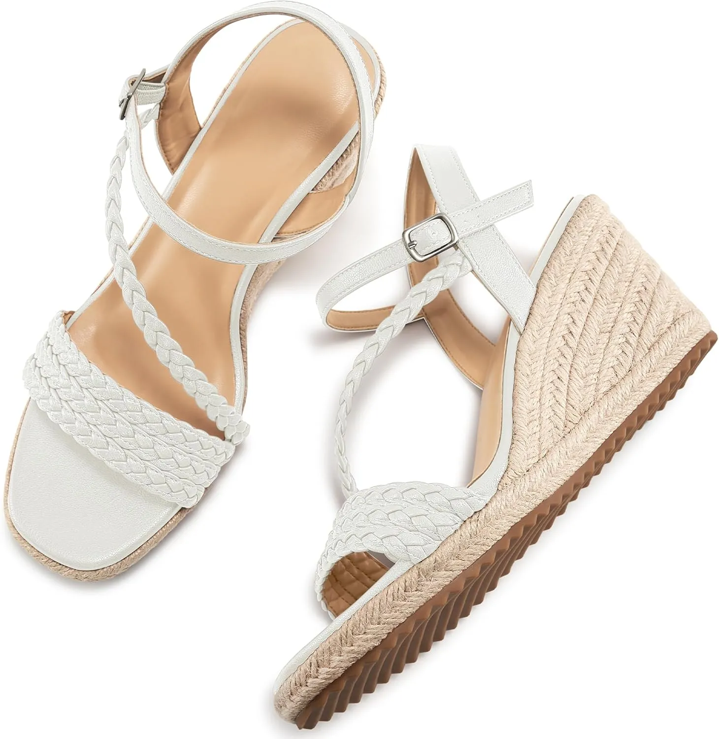 Dressy Wedge Sandals for Women: Ankle Strap Espadrille Open Toe Wedges - Comfortable Casual Womens Platform Shoes