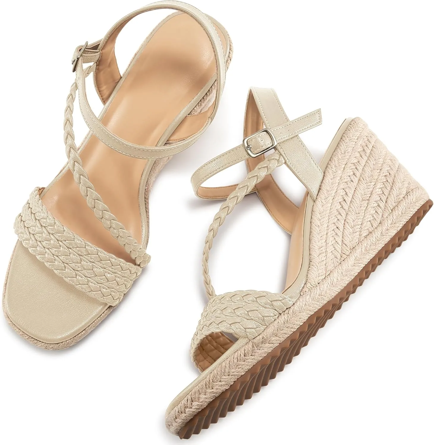 Dressy Wedge Sandals for Women: Ankle Strap Espadrille Open Toe Wedges - Comfortable Casual Womens Platform Shoes