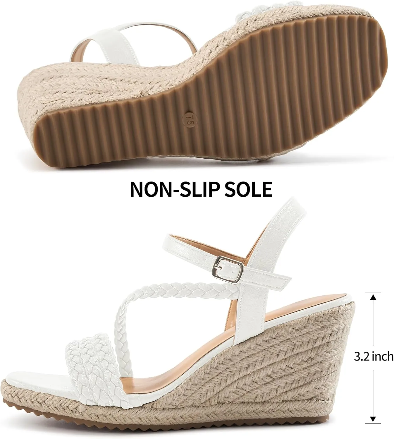 Dressy Wedge Sandals for Women: Ankle Strap Espadrille Open Toe Wedges - Comfortable Casual Womens Platform Shoes