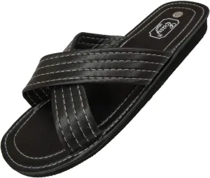 Easy USA Men's Criss Cross Sandals (9, Black)