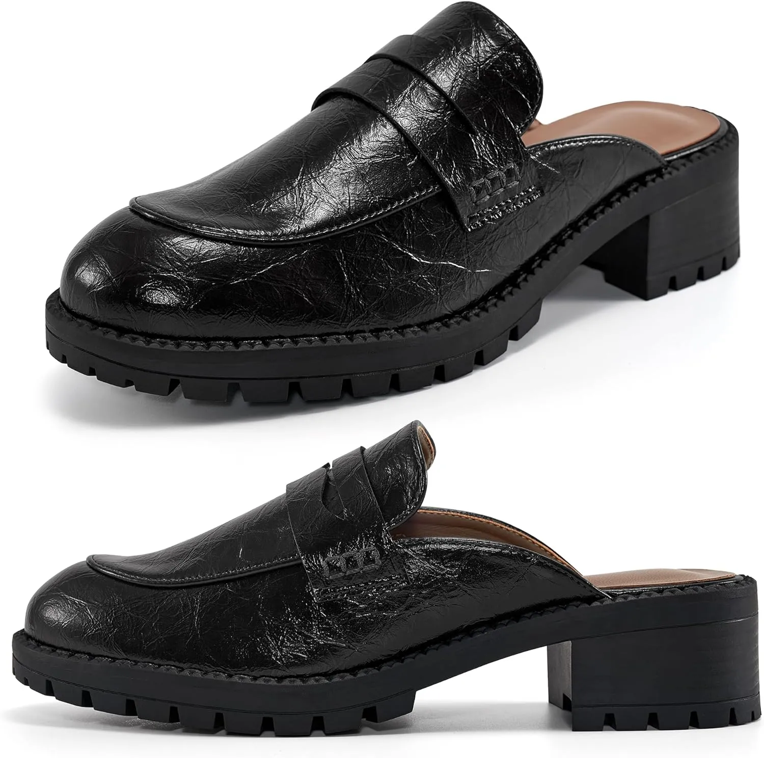 Ecetana Women Mules Comfortable Clogs Platform Chunky Slip on Backless Loafers Casual Walking Business Slide Shoes