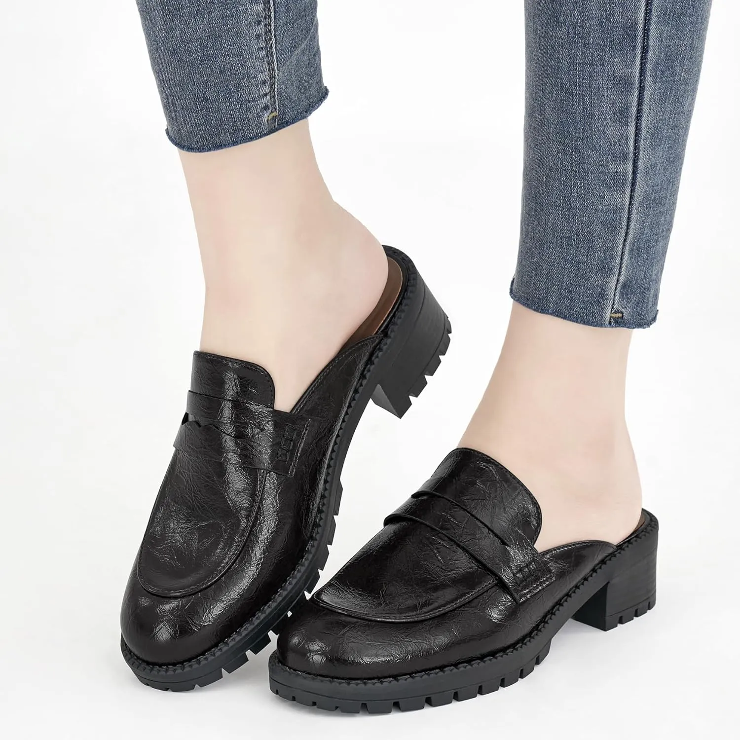 Ecetana Women Mules Comfortable Clogs Platform Chunky Slip on Backless Loafers Casual Walking Business Slide Shoes