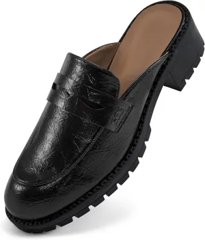 Ecetana Women Mules Comfortable Clogs Platform Chunky Slip on Backless Loafers Casual Walking Business Slide Shoes