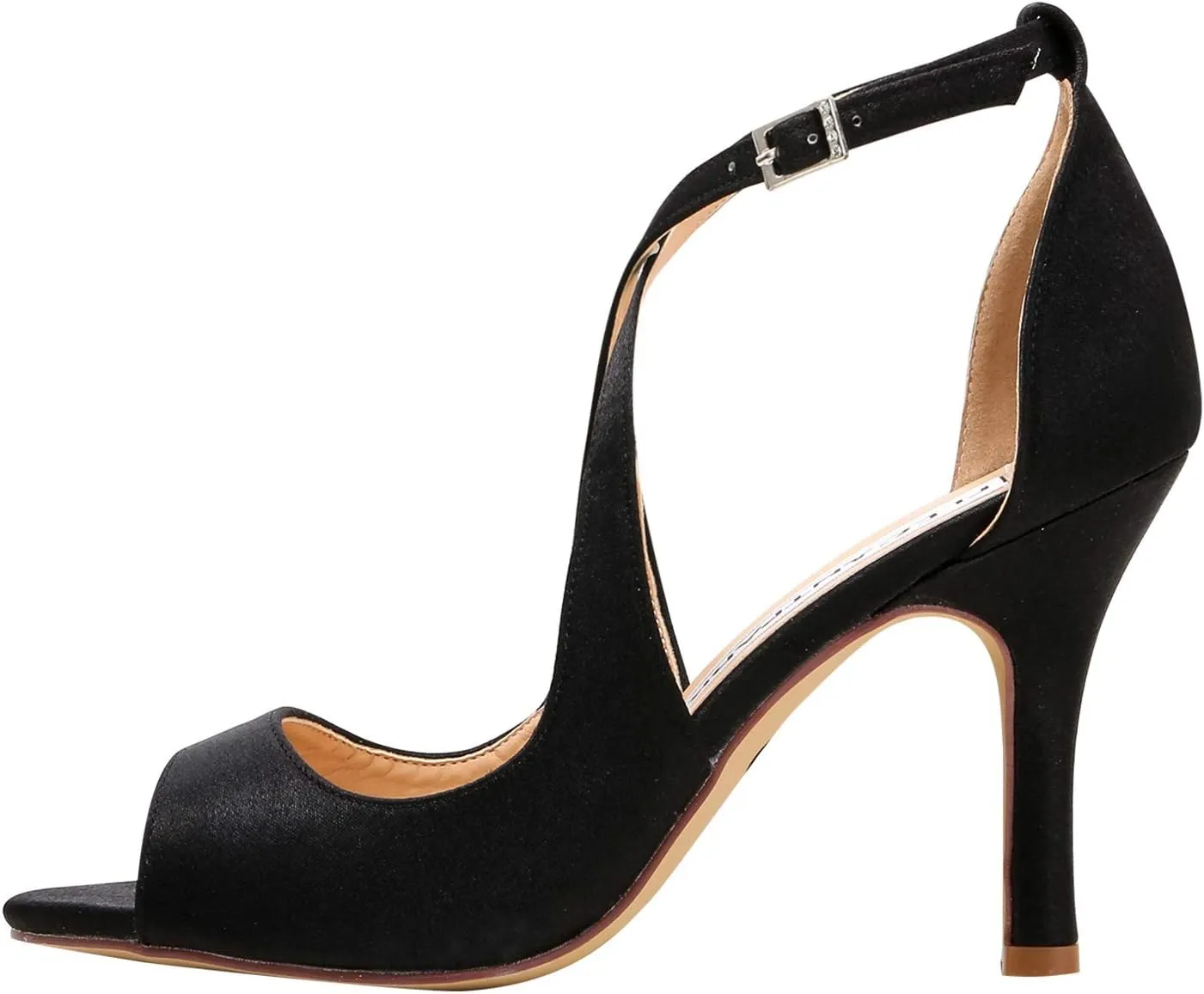 ELEGANTPARK Sandals for Women Peep Toe High Heels Cross Strappy Wedding Evening Dress Shoes Buckle Stain