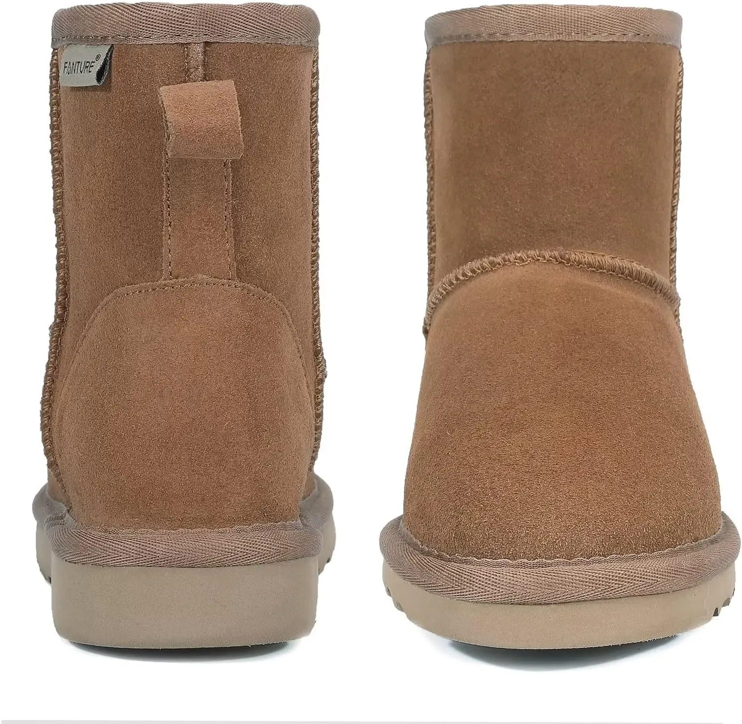 FANTURE Kids Snow Boots Boys Girls Winter Boots Cow Suede Warm Faux Fur Lined Durable Shoes(Little Kid/Big Kid)