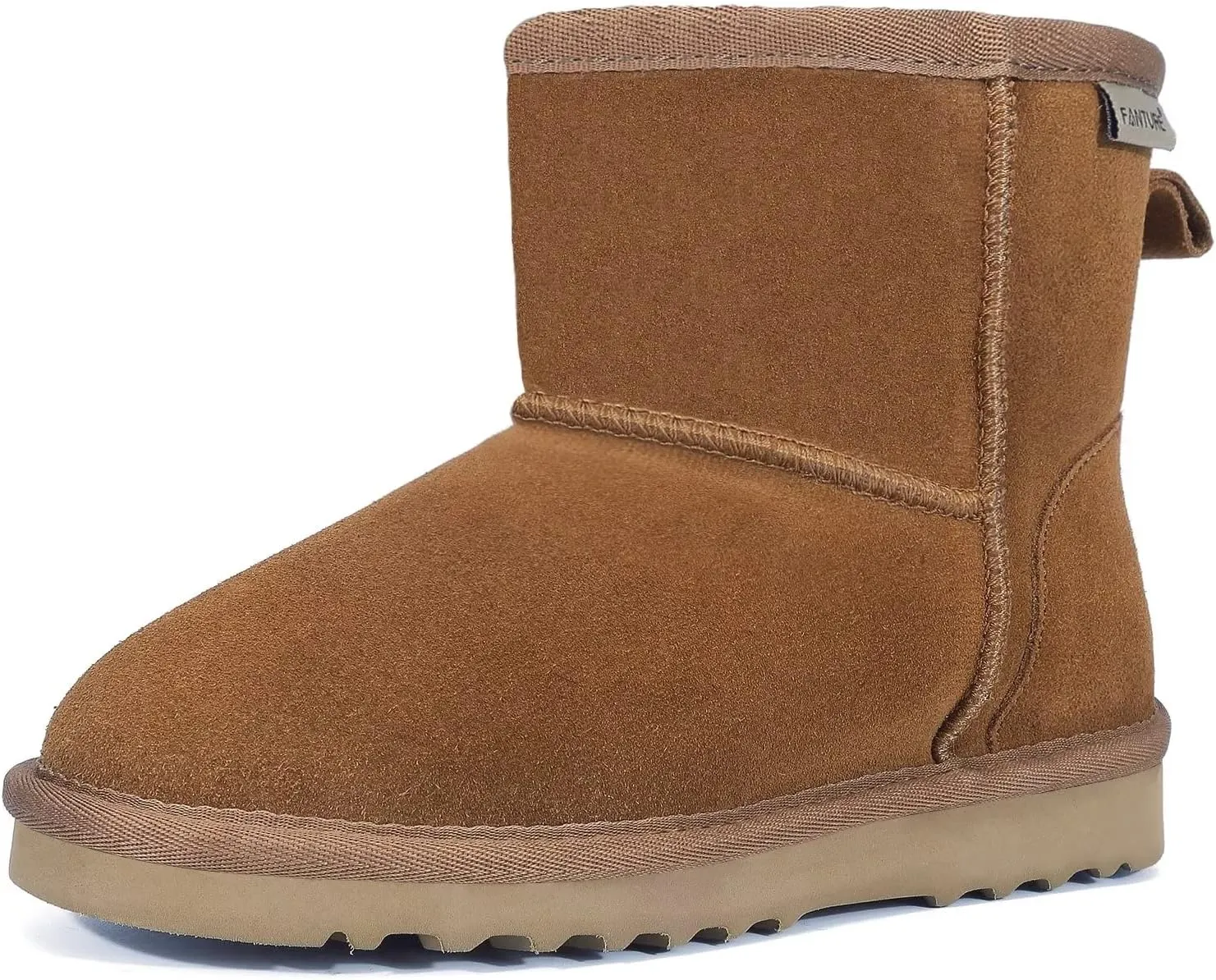 FANTURE Kids Snow Boots Boys Girls Winter Boots Cow Suede Warm Faux Fur Lined Durable Shoes(Little Kid/Big Kid)