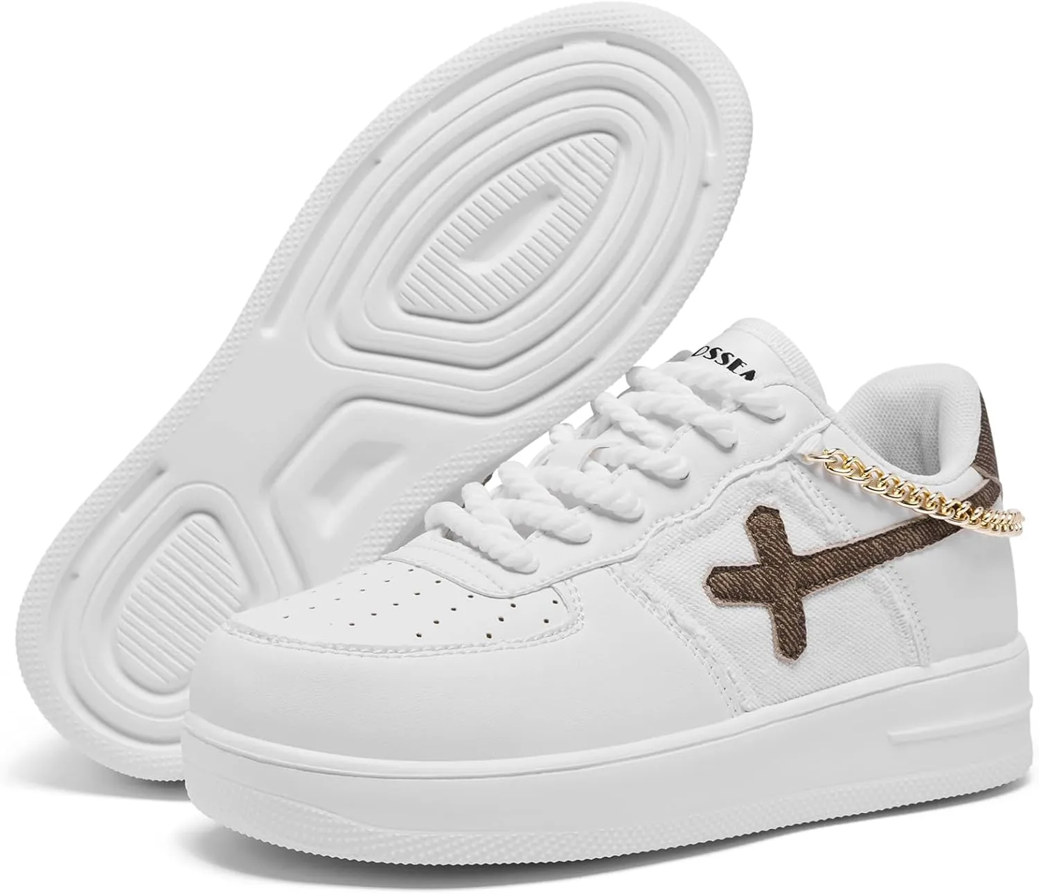 FANVOSSEM Chunky Platform Sneakers for Women，Women's Comfy Sparkly Dad Shoes Lace-Up Casual Walking & Sport Work Sneaker