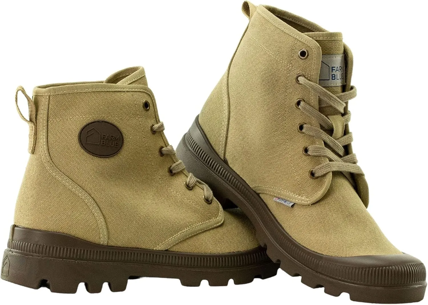 Farm Blue Men's Ranger Boots - High Top Hiking Shoes for Men - Water-Resistant Canvas Combat Boots with Orthotic Insoles - Tactical Shoes for Casual, Work, or Outdoor Wear