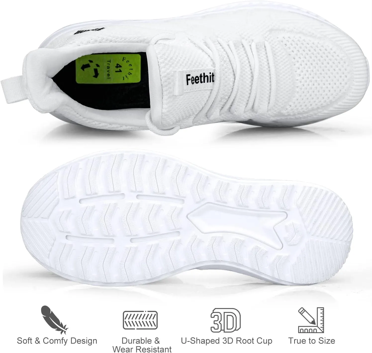 Feethit Mens Non Slip Walking Sneakers Lightweight Breathable Slip on Running Shoes Athletic Gym Tennis Shoes for Men