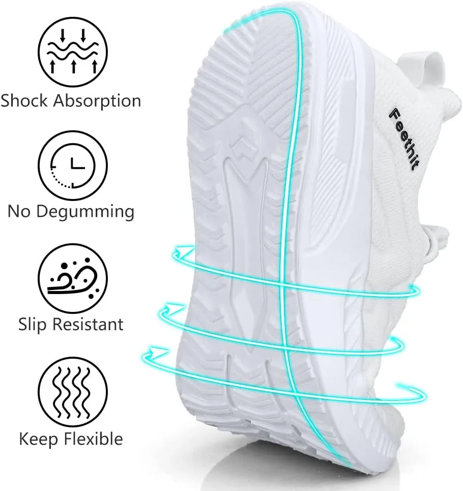 Feethit Mens Non Slip Walking Sneakers Lightweight Breathable Slip on Running Shoes Athletic Gym Tennis Shoes for Men