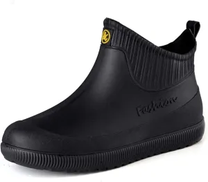 fereshte Men's Ankle Rain Boots Waterproof PVC Short Rubber Garden Boots