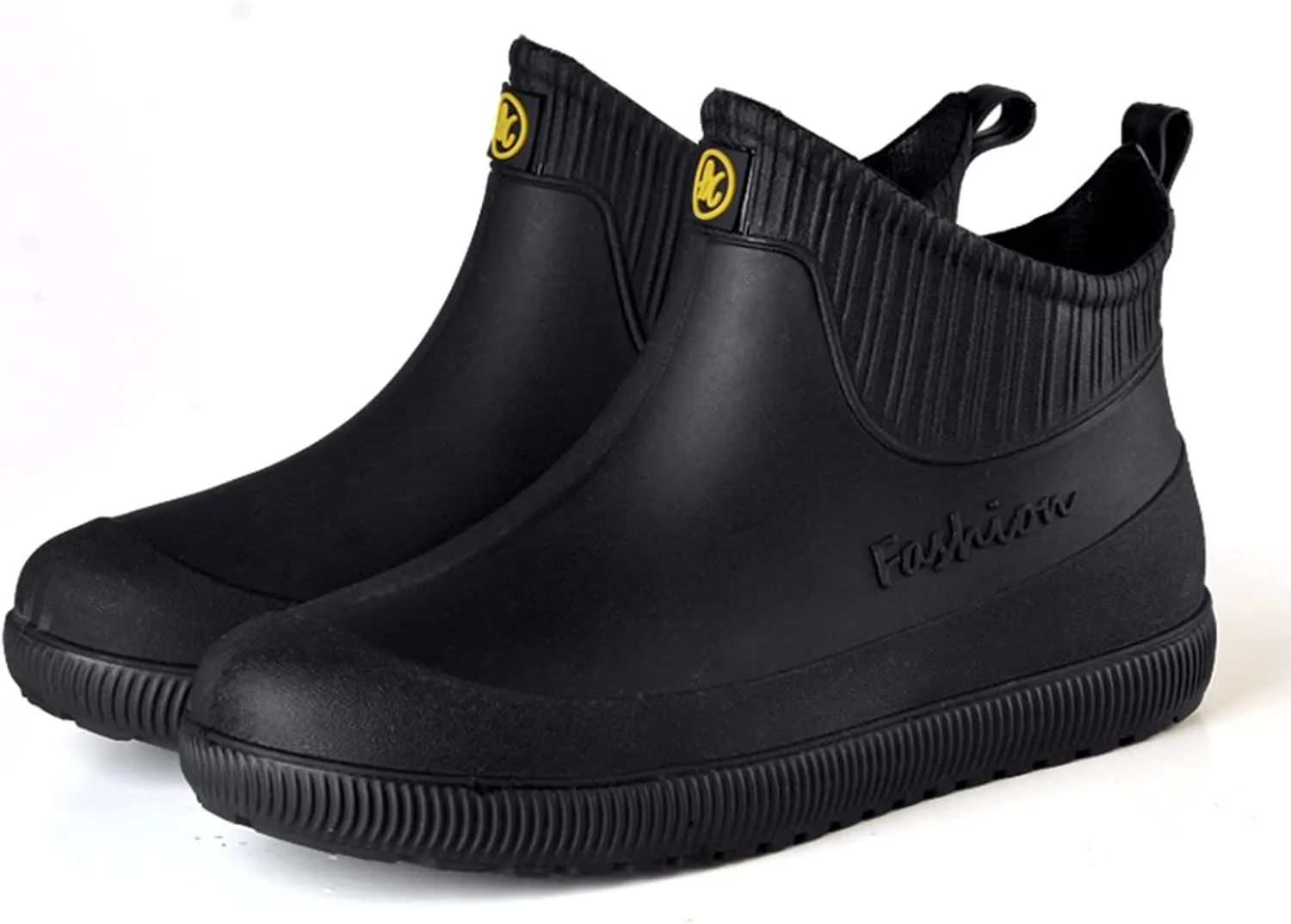 fereshte Men's Ankle Rain Boots Waterproof PVC Short Rubber Garden Boots