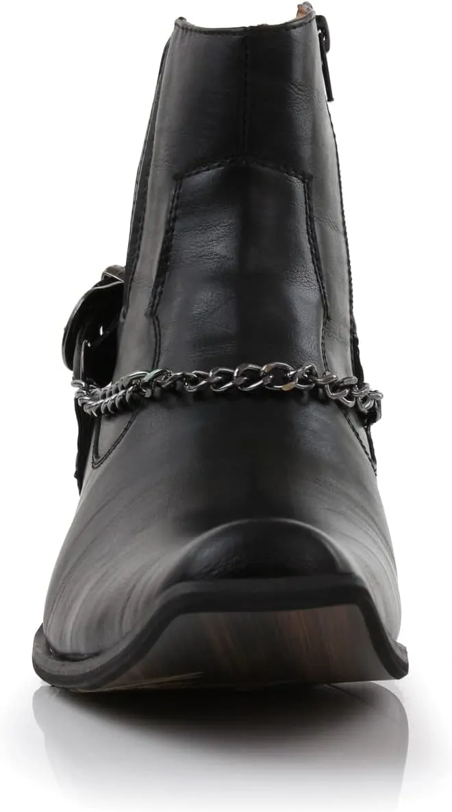 Ferro Aldo Alejandro MFA606326 Mens Memory Foam Casual High Western Buckle Strap Ankle Dress Boots