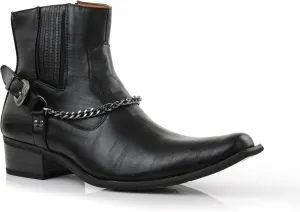 Ferro Aldo Alejandro MFA606326 Mens Memory Foam Casual High Western Buckle Strap Ankle Dress Boots