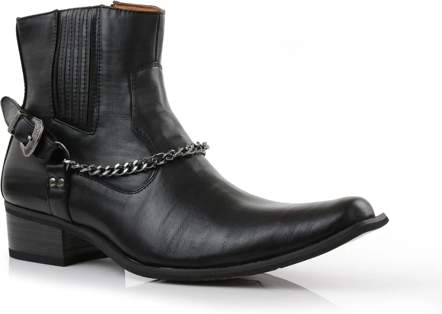 Ferro Aldo Alejandro MFA606326 Mens Memory Foam Casual High Western Buckle Strap Ankle Dress Boots