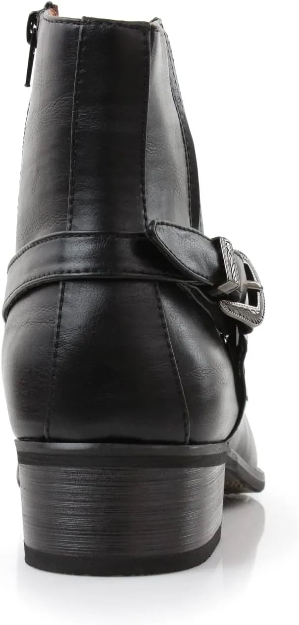 Ferro Aldo Alejandro MFA606326 Mens Memory Foam Casual High Western Buckle Strap Ankle Dress Boots