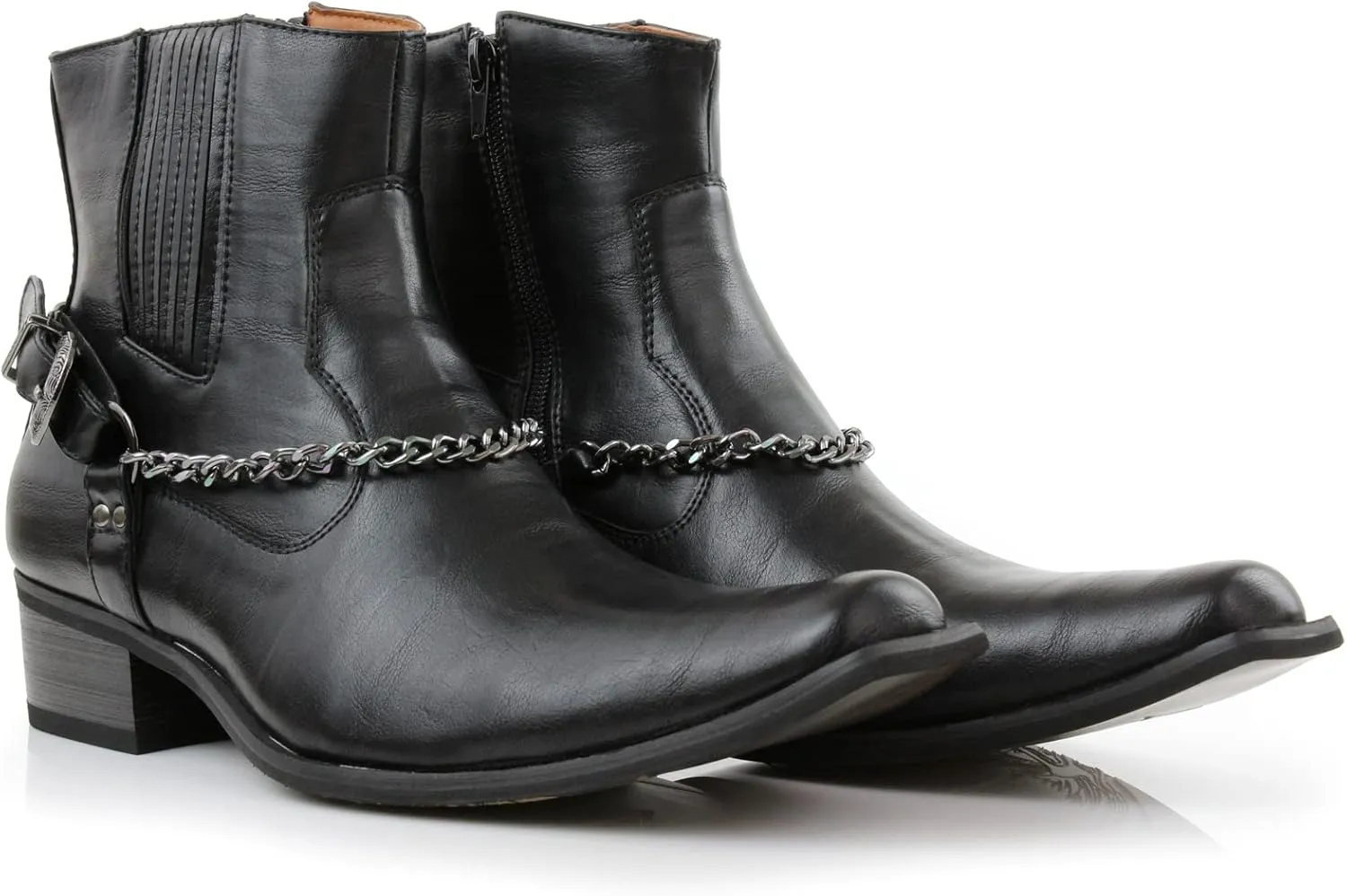 Ferro Aldo Alejandro MFA606326 Mens Memory Foam Casual High Western Buckle Strap Ankle Dress Boots