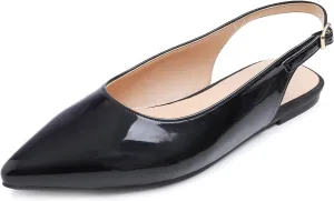 FEVERSOLE Pointed Toe Casual Slingback Flat Mules Women's Fashion Buckle Strap Slide Summer Slippers