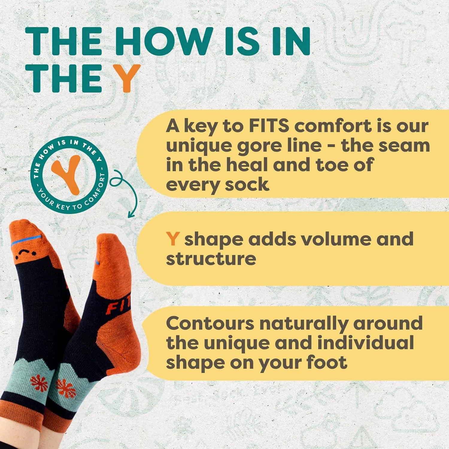 FITS Medium Rugged Crew Socks For Men and Women, Merino Wool, Breathable, Odor-Resistant, Durable, Whole Foot Comfort