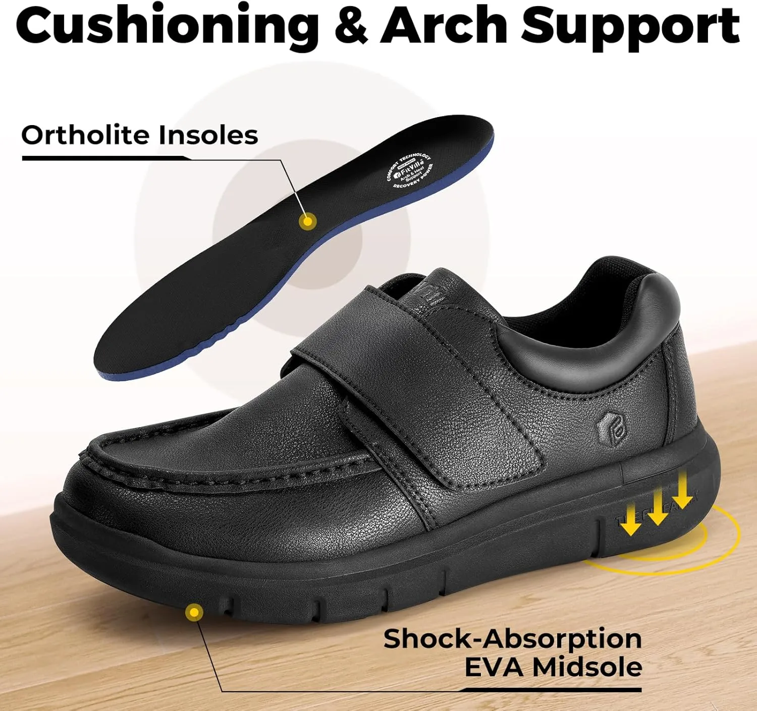 FitVille Wide Diabetic Walking Shoes for Men Leather Oxford Shoes Comfortable Dress Business Casual Shoes Sneakers for All-Day Comfort