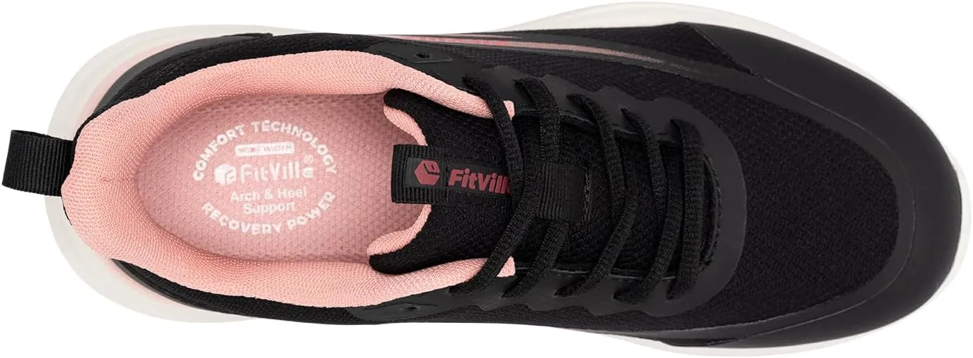 FitVille Wide Width Sneakers for Women Extra Wide Cross Training Shoes Athletic Shoes Workout Gym Shoes with Arch Support
