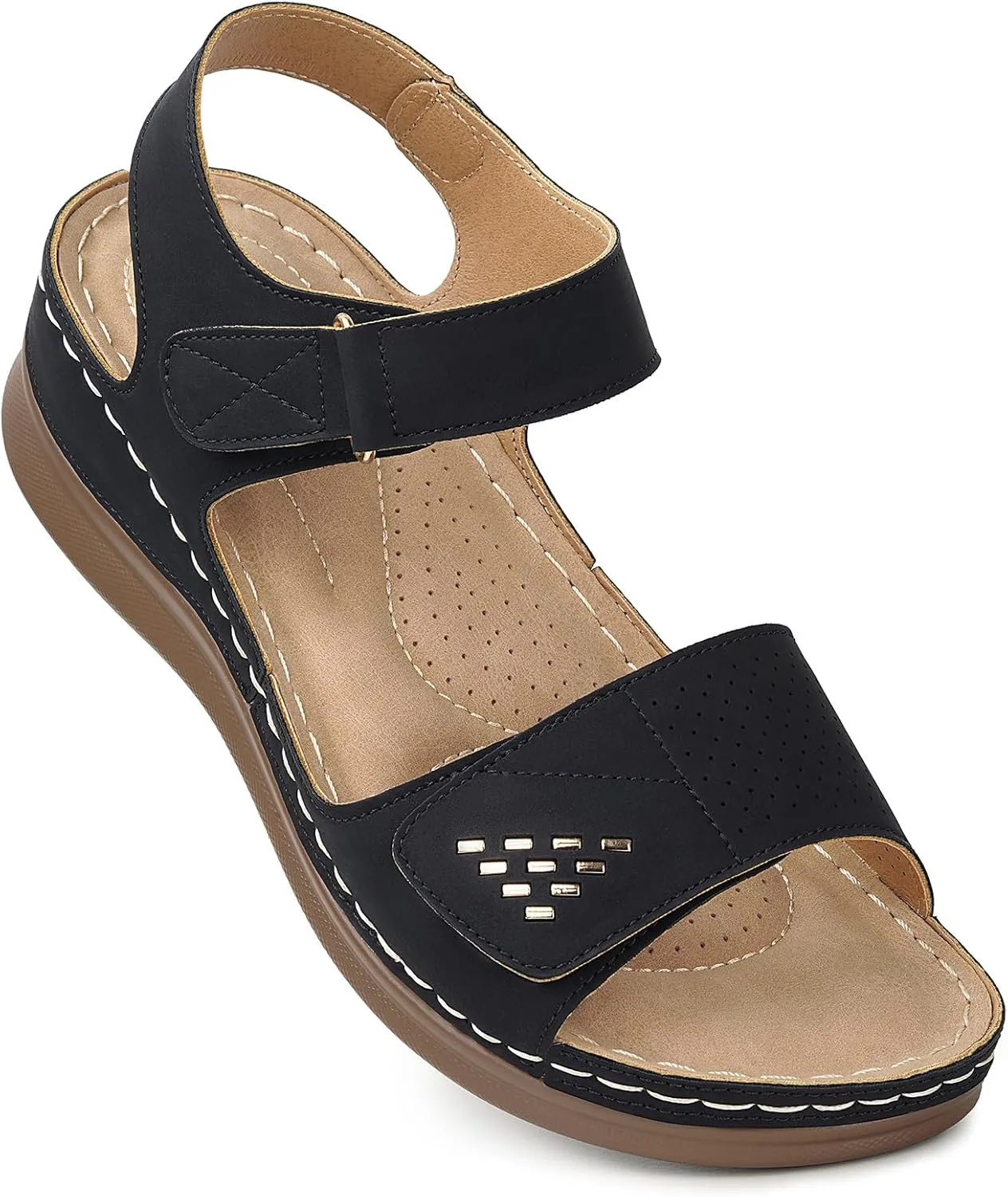 Flat Sandals for Women Comfortable - Low Wedge Womens Sandals Dressy Summer Beach Casual Walking Shoes