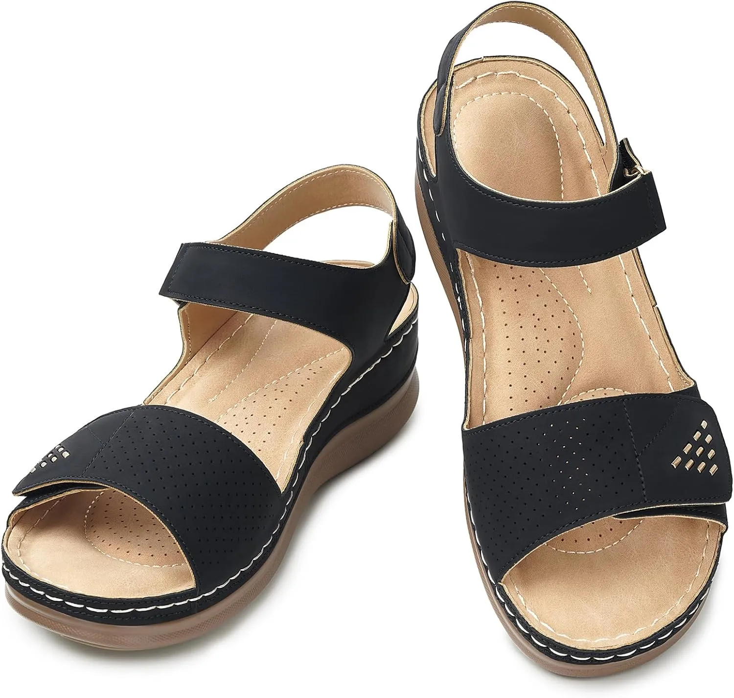 Flat Sandals for Women Comfortable - Low Wedge Womens Sandals Dressy Summer Beach Casual Walking Shoes