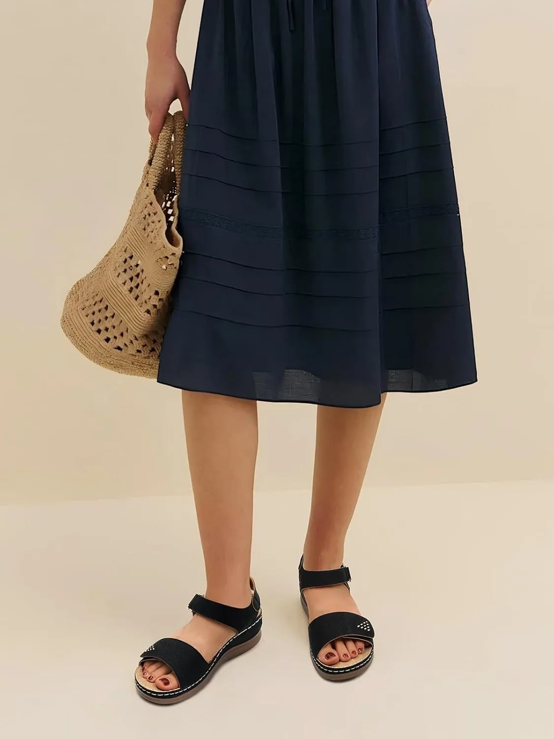 Flat Sandals for Women Comfortable - Low Wedge Womens Sandals Dressy Summer Beach Casual Walking Shoes