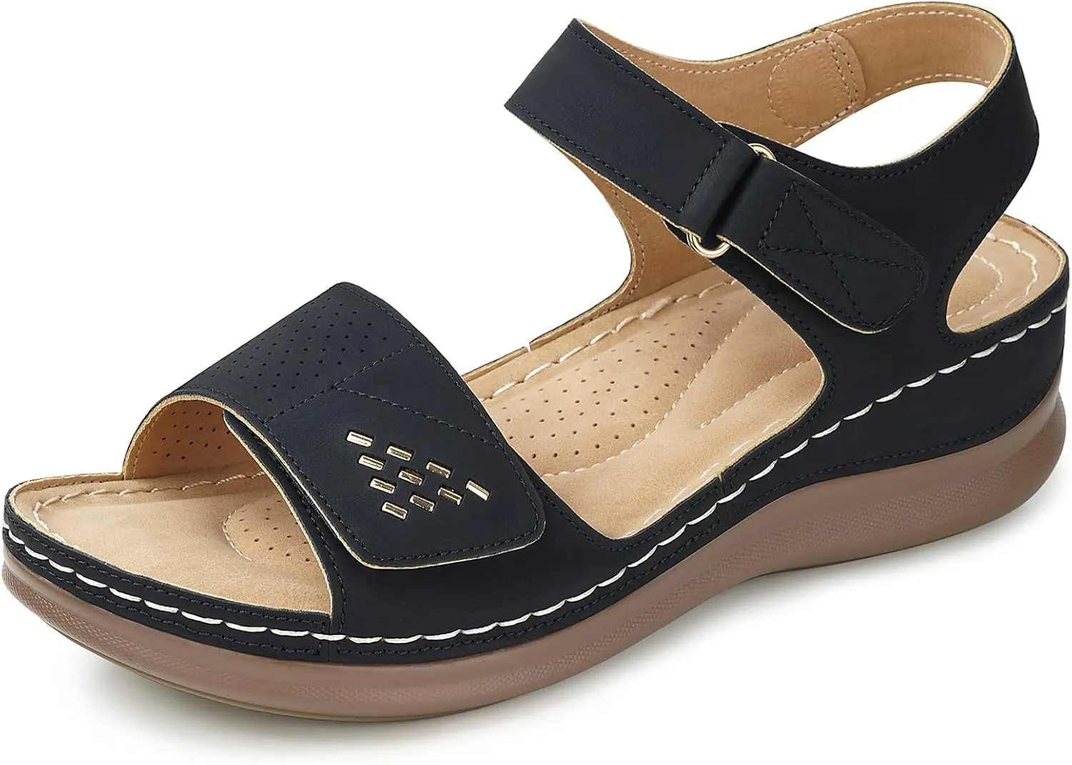 Flat Sandals for Women Comfortable - Low Wedge Womens Sandals Dressy Summer Beach Casual Walking Shoes