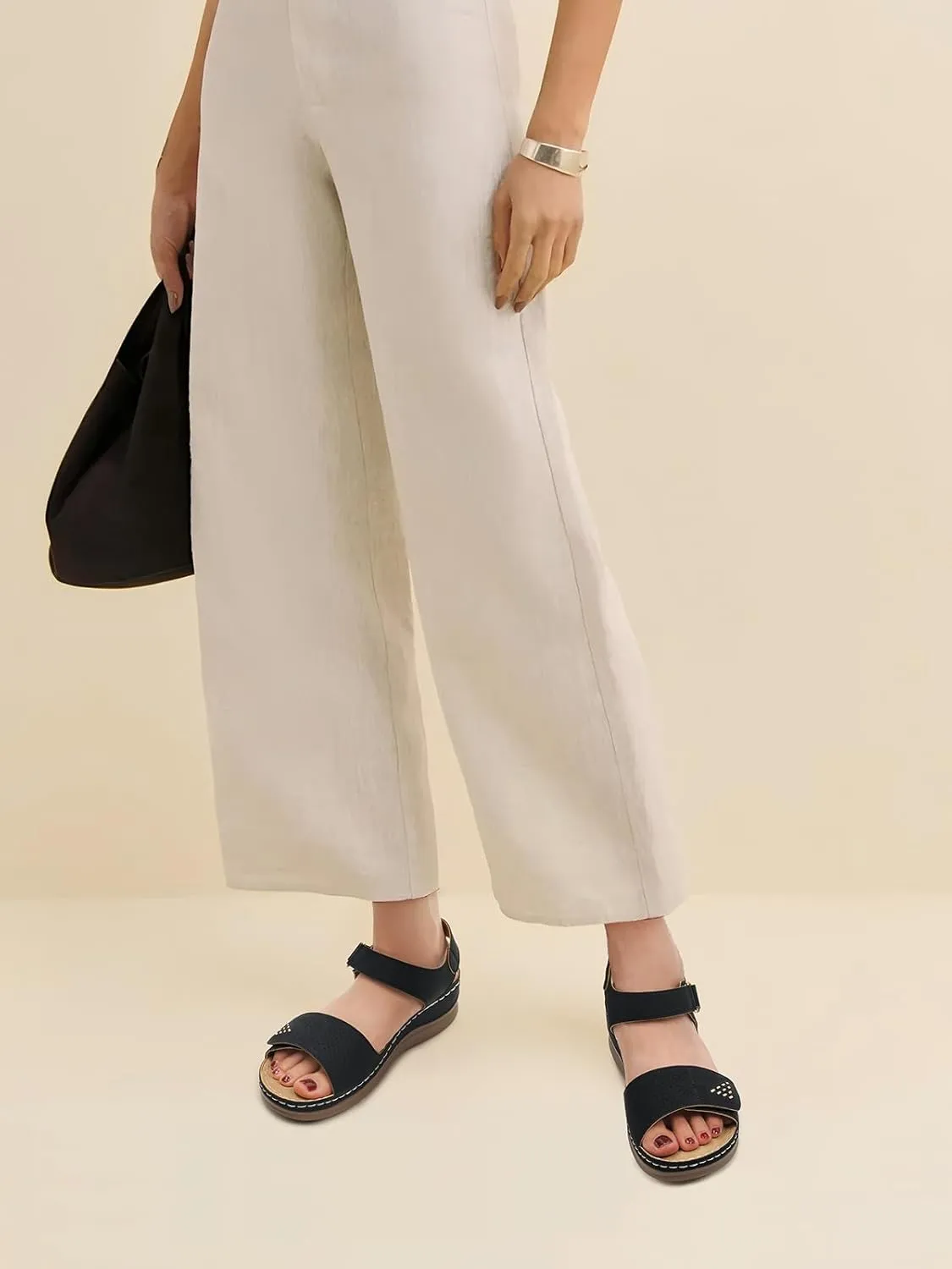 Flat Sandals for Women Comfortable - Low Wedge Womens Sandals Dressy Summer Beach Casual Walking Shoes