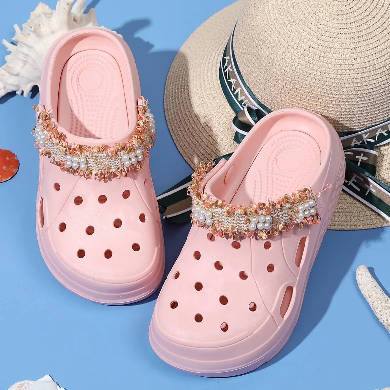 FLIOZY Women's Gardener Platform Clogs Slippers Hight Heels Mules Clog Wedge Sandals Outdoor Beach Shoes