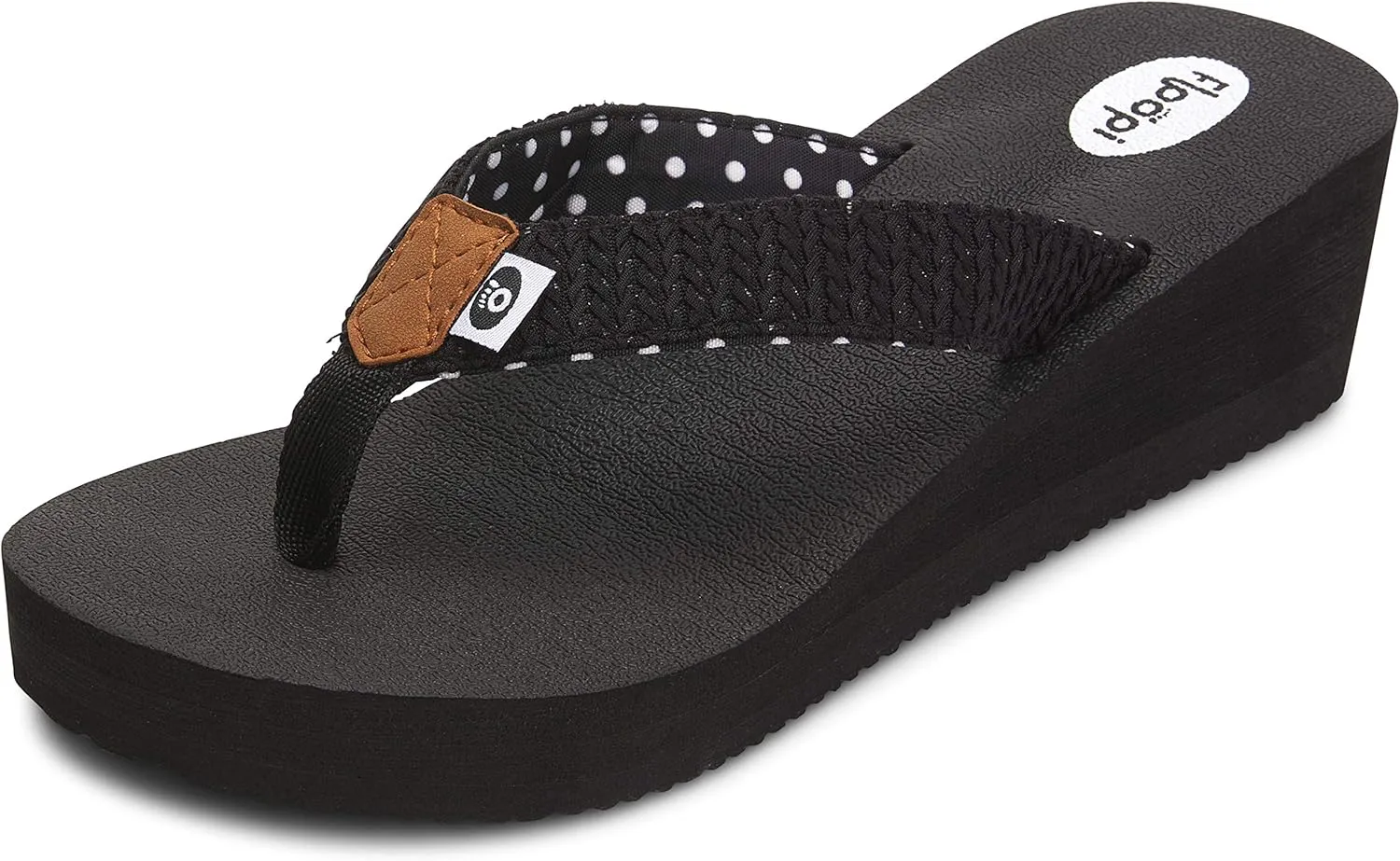 Floopi High Heel Wedge Sandals for Women-Comfort Yoga Mat Footbed for Support, Flip Flop Thong Platforms for Summer