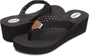 Floopi High Heel Wedge Sandals for Women-Comfort Yoga Mat Footbed for Support, Flip Flop Thong Platforms for Summer