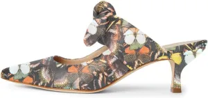 FOWT Pointed Toe Slip On Mules with Bow, Low Kitten Heel Backless Burnished Dress Sandals for Women Slipper Loafer Vintage Classics Comfy 4-16 M US