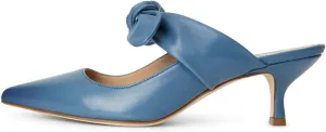FOWT Pointed Toe Slip On Mules with Bow, Low Kitten Heel Backless Burnished Dress Sandals for Women Slipper Loafer Vintage Classics Comfy 4-16 M US