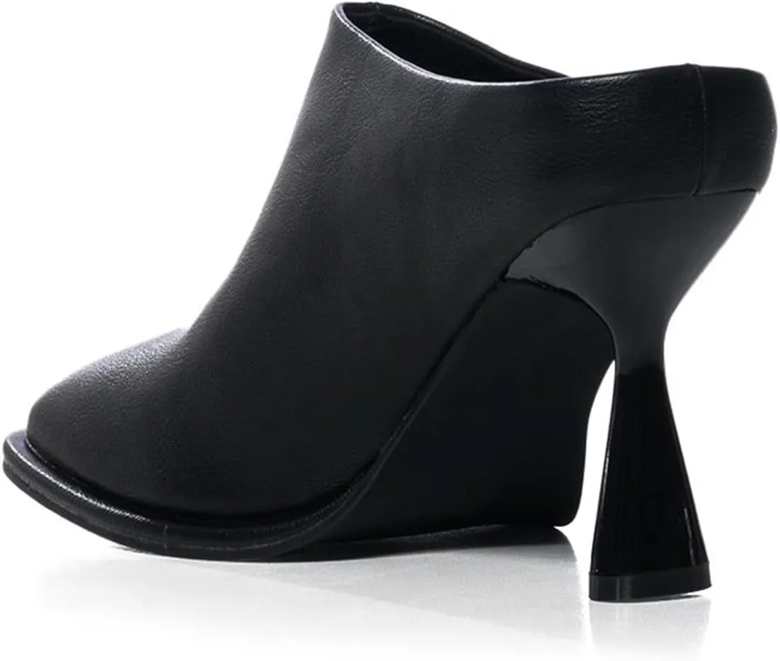 FOWT Women Graceful Closed Square Toe Slip On Mules High Heel Backless Summer Casual Dress Slipper Shoes Size 4-16 US