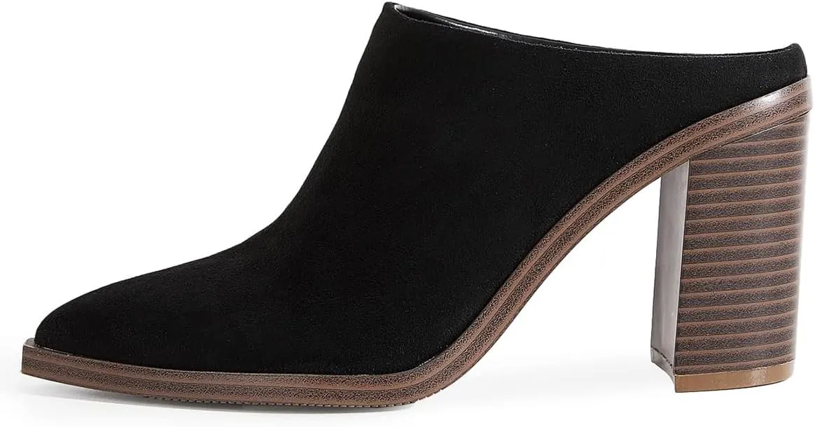 FOWT Women Pointed Toe Slip On Mules Stacked Block High Heel Sandal Comfortable Daily Party Nightclub Proms Shoes Size 4-16 US