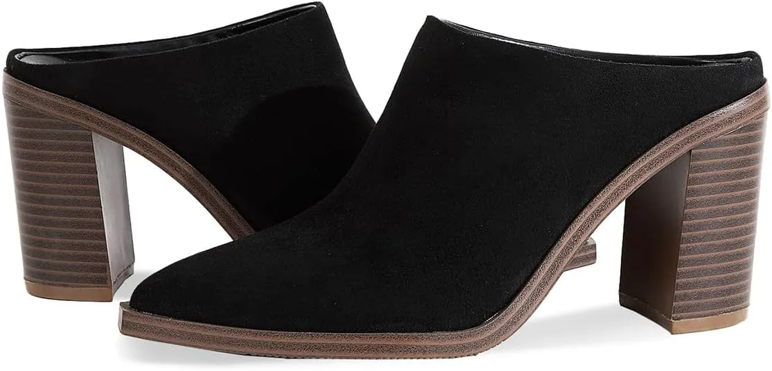 FOWT Women Pointed Toe Slip On Mules Stacked Block High Heel Sandal Comfortable Daily Party Nightclub Proms Shoes Size 4-16 US