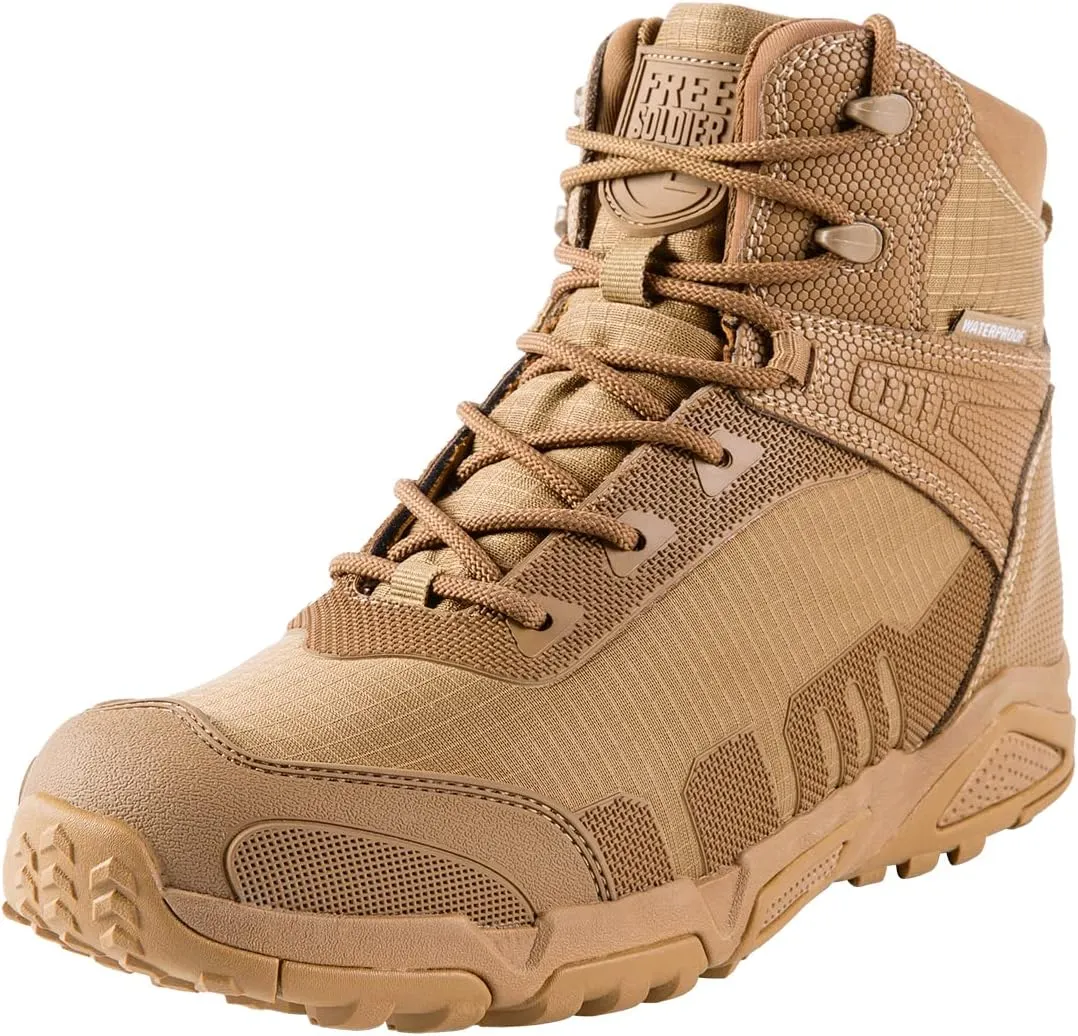 FREE SOLDIER Men's Waterproof Hiking Boots Lightweight Work Boots Military Tactical Boots Durable Combat Boots