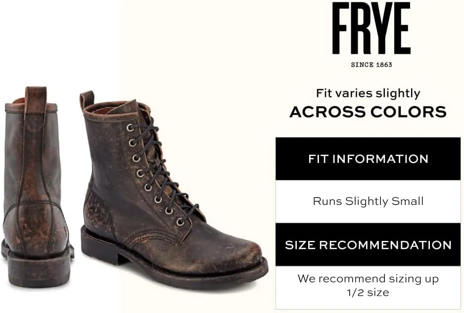 Frye Veronica Women’s Combat Boots Crafted from Hand-Burnished Vintage Italian Leather with Genuine Stitch-Down Welt Construction and Leather Lining – 6 ¾” Shaft Height