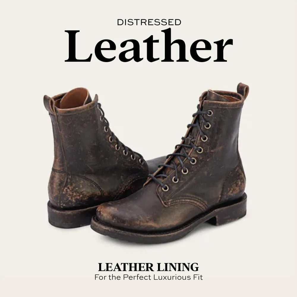 Frye Veronica Women’s Combat Boots Crafted from Hand-Burnished Vintage Italian Leather with Genuine Stitch-Down Welt Construction and Leather Lining – 6 ¾” Shaft Height