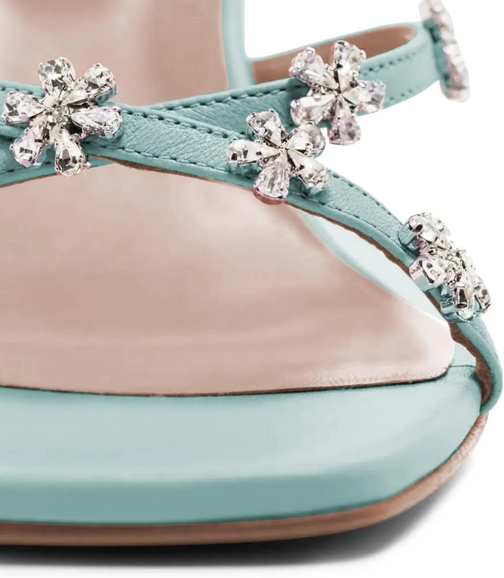 FSJ Women Gorgeous Cross Strap with Flower Decoration Open Toe Mules High Heel Slip On Summer Ladies Casual Slide Sandal Shoes Size 4-15 US