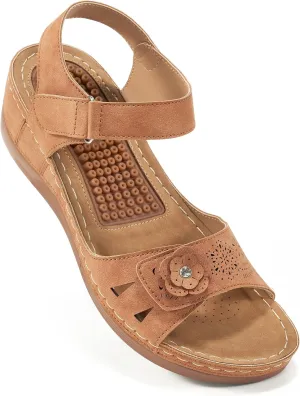 FUDYNMALC Sandals for Women Orthopedic Shoes: Comfortable Dressy Womens Wedge Sandal Summer Walking Wedges - Casual Platform Sandals with Adjustable Hook Loop