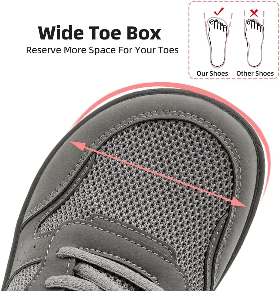 FUJEAK Barefoot Shoes Women Sneakers Walking Wide Toe Box Shoes Women Minimalist Zero Drop Shoe Breathable Fashion Sneakers Width Casual