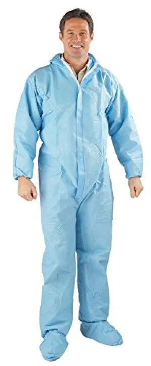 Galeton 9300923CS-L Safe N' Clean Professional Coverall Hood, Boots, Elastic Wrists & Ankles, Case of 25, Large