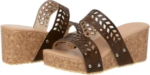GATUXUS Women's Hollow Out Wedge Sandals Open Toe Slip On Casual Summer Platform Slides Shoes