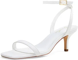 GENSHUO Square Open Toe Ankle Strap Heels Sexy Strappy Women Stiletto Heeled Sandals