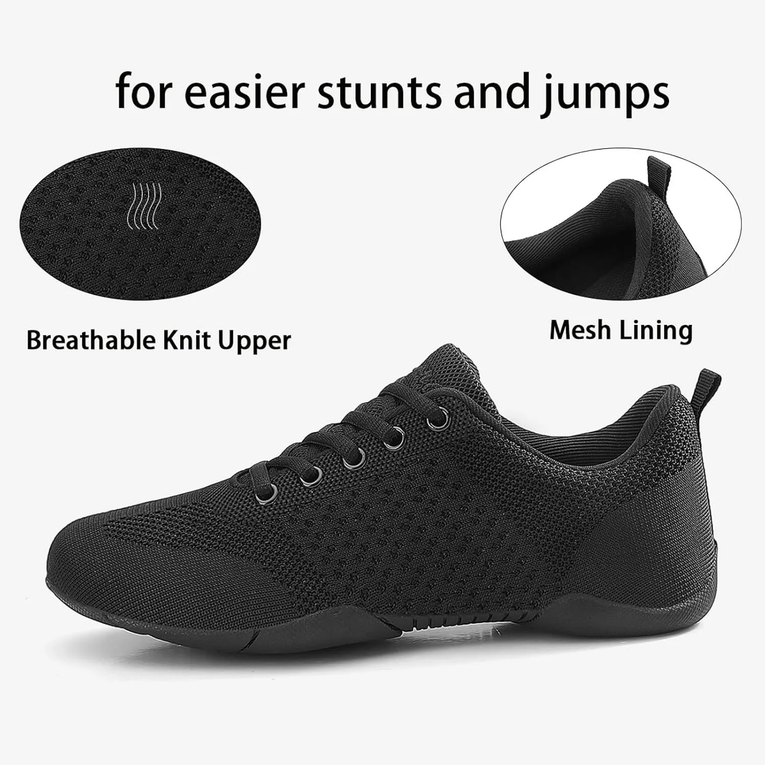 Girls Black Cheer Shoes White Cheerleading Shoes for Girls Breathable Youth Cheeerleading Dancing Shoes Competition Training Sneakers