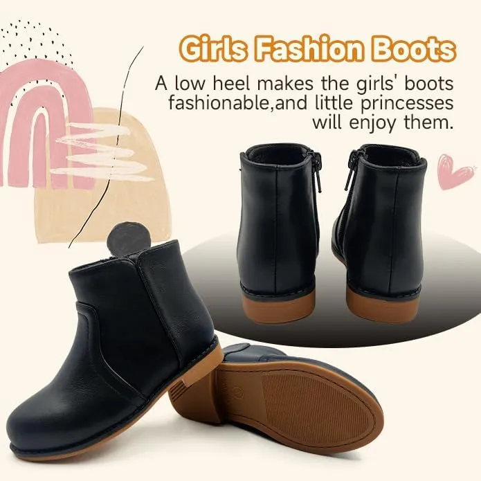 Girls Boots Ankle With Zipper Boots for Girls Short Suede for Toddler/Little Kids